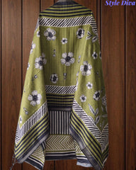 Cotton Maheshwari Digital Print Unstitched Suit Set with Banarasi Border