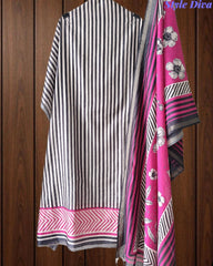 Cotton Maheshwari Digital Print Unstitched Suit Set with Banarasi Border