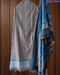 Cotton Maheshwari Digital Print Unstitched Suit Set with Banarasi Border