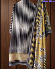 Cotton Maheshwari Digital Print Unstitched Suit Set with Banarasi Border