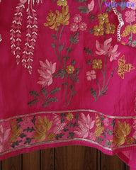 Mul Cotton Unstitched Suit Set with Pita Work, Embroidery & Scalloped Dupatta