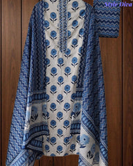 Cotton Digital Print – Unstitched Suit with Cut-Dana and Sequin Highlighting