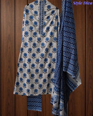 Cotton Digital Print – Unstitched Suit with Cut-Dana and Sequin Highlighting