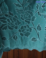 Mul Cotton Unstitched Suit Set with Laser Cut Embroidery & Crochet Lace Dupatta