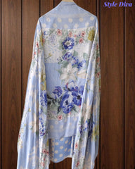 Pure Cotton Polka Printed Unstitched Suit with Mul Cotton Dupatta & Crochet Lacing