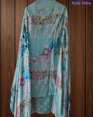 Pure Cotton Polka Printed Unstitched Suit with Mul Cotton Dupatta & Crochet Lacing