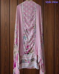 Pure Cotton Polka Printed Unstitched Suit with Mul Cotton Dupatta & Crochet Lacing