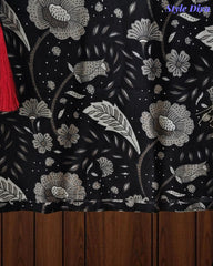 Cotton Printed Unstitched Suit Set with Kantha Work & Embroidered Dupatta