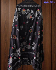Cotton Printed Unstitched Suit Set with Kantha Work & Embroidered Dupatta
