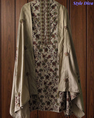 Cotton Digital Printed Unstitched Suit Set with Embroidery & Sequin Work Dupatta