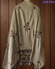 Cotton Digital Printed Unstitched Suit Set with Embroidery & Sequin Work Dupatta