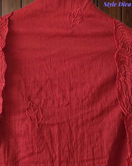 Premium Mul Cotton Unstitched Suit with Laser Cut Embroidery and Embroidered Dupatta