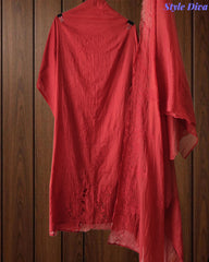 Premium Mul Cotton Unstitched Suit with Laser Cut Embroidery and Embroidered Dupatta