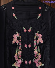 Premium Twill Burberry Unstitched Suit with Laser Cut Embroidery and Silk Digital Print Dupatta