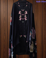 Premium Twill Burberry Unstitched Suit with Laser Cut Embroidery and Silk Digital Print Dupatta