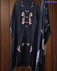 Premium Twill Burberry Unstitched Suit with Laser Cut Embroidery and Silk Digital Print Dupatta