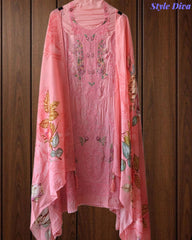 Premium Twill Burberry Unstitched Suit with Laser Cut Embroidery and Silk Digital Print Dupatta