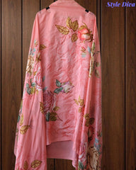 Premium Twill Burberry Unstitched Suit with Laser Cut Embroidery and Silk Digital Print Dupatta