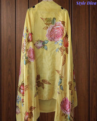 Premium Twill Burberry Unstitched Suit with Laser Cut Embroidery and Silk Digital Print Dupatta
