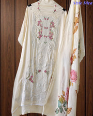 Premium Twill Burberry Unstitched Suit with Laser Cut Embroidery and Silk Digital Print Dupatta