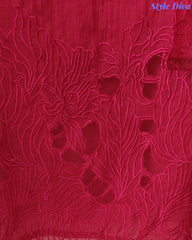 Premium Mul Cotton Unstitched Suit with Laser Cut Embroidery and Embroidered Dupatta