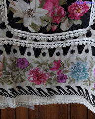 Pakistani Style - Mul Cotton Polka Print Unstitched Suit Set with Crochet Lacing