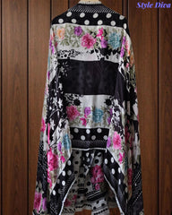 Pakistani Style - Mul Cotton Polka Print Unstitched Suit Set with Crochet Lacing