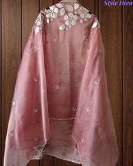 Designer Shimmer Tissue Suit with 3D Gotta Work for Festive Wear