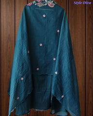 Mul cotton Laser Cut & Thread Embroidery Unstitched Suit with Embroidered Dupatta