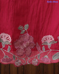 Mul cotton Laser Cut & Thread Embroidery Unstitched Suit with Embroidered Dupatta