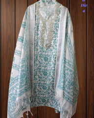 Linen Digital Printed Unstitched Suit with Pita Embroidery & Matching Dupatta