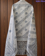 Linen Digital Printed Unstitched Suit with Pita Embroidery & Matching Dupatta