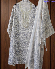 Linen Digital Printed Unstitched Suit with Pita Embroidery & Matching Dupatta