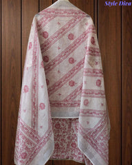 Linen Digital Printed Unstitched Suit with Pita Embroidery & Matching Dupatta