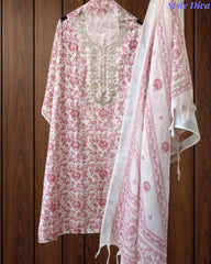 Linen Digital Printed Unstitched Suit with Pita Embroidery & Matching Dupatta