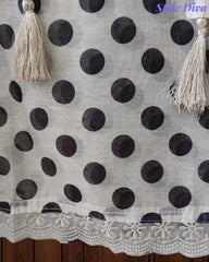 Elegant Cotton Unstitched Linen Polka Printed Suit with Embroidered Detailing