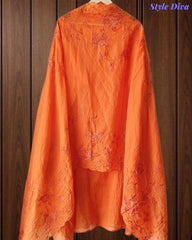 Mul Cotton Unstitched Suit Set with Overall Embroidery & Sequin Highlighting