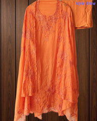 Mul Cotton Unstitched Suit Set with Overall Embroidery & Sequin Highlighting