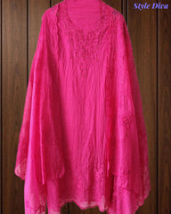 Mul Cotton Unstitched Suit Set with Overall Embroidery & Sequin Highlighting