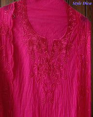 Mul Cotton Unstitched Suit Set with Overall Embroidery & Sequin Highlighting