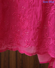 Mul Cotton Unstitched Suit Set with Overall Embroidery & Sequin Highlighting