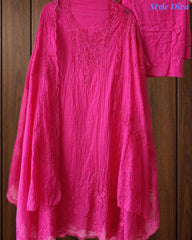 Mul Cotton Unstitched Suit Set with Overall Embroidery & Sequin Highlighting