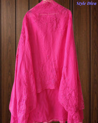Mul Cotton Unstitched Suit Set with Overall Embroidery & Sequin Highlighting