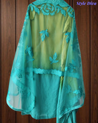 Muslin Ombre Unstitched Suit Set with Laser Cut Work, Embroidery & Applique Dupatta