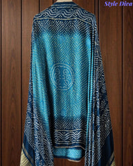 Premium Gajji Silk Digital Bandhej Print Unstitched Suit Set with Zari Embroidery, Faux Mirror & Sequin Work (Copy)