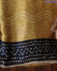 Premium Gajji Silk Digital Bandhej Print Unstitched Suit Set with Zari Embroidery, Faux Mirror & Sequin Work