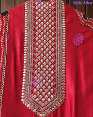Premium Gajji Silk Digital Bandhej Print Unstitched Suit Set with Zari Embroidery, Faux Mirror & Sequin Work