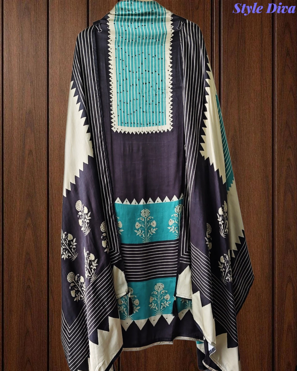 Premium Gajji Silk Digital Printed Unstitched Suit with Swarovski Highlighting & Gajji Silk Suit