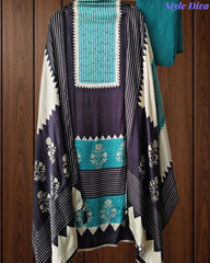 Premium Gajji Silk Digital Printed Unstitched Suit with Swarovski Highlighting & Gajji Silk Suit