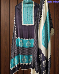 Premium Gajji Silk Digital Printed Unstitched Suit with Swarovski Highlighting & Gajji Silk Suit